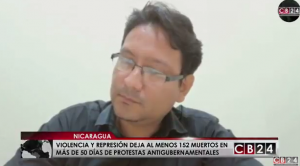 Juan Carlos Arce, representante del Centro Nicaragüense de Derechos Humanos de Nicaragua / Captura CB24